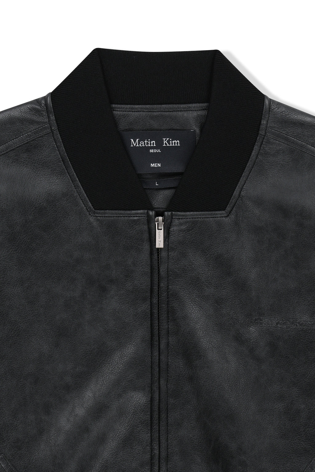 Matin Kim - Faux Leather Rib Collar Blouson (Black) product image 4 | TRAB K-Fashion Australia