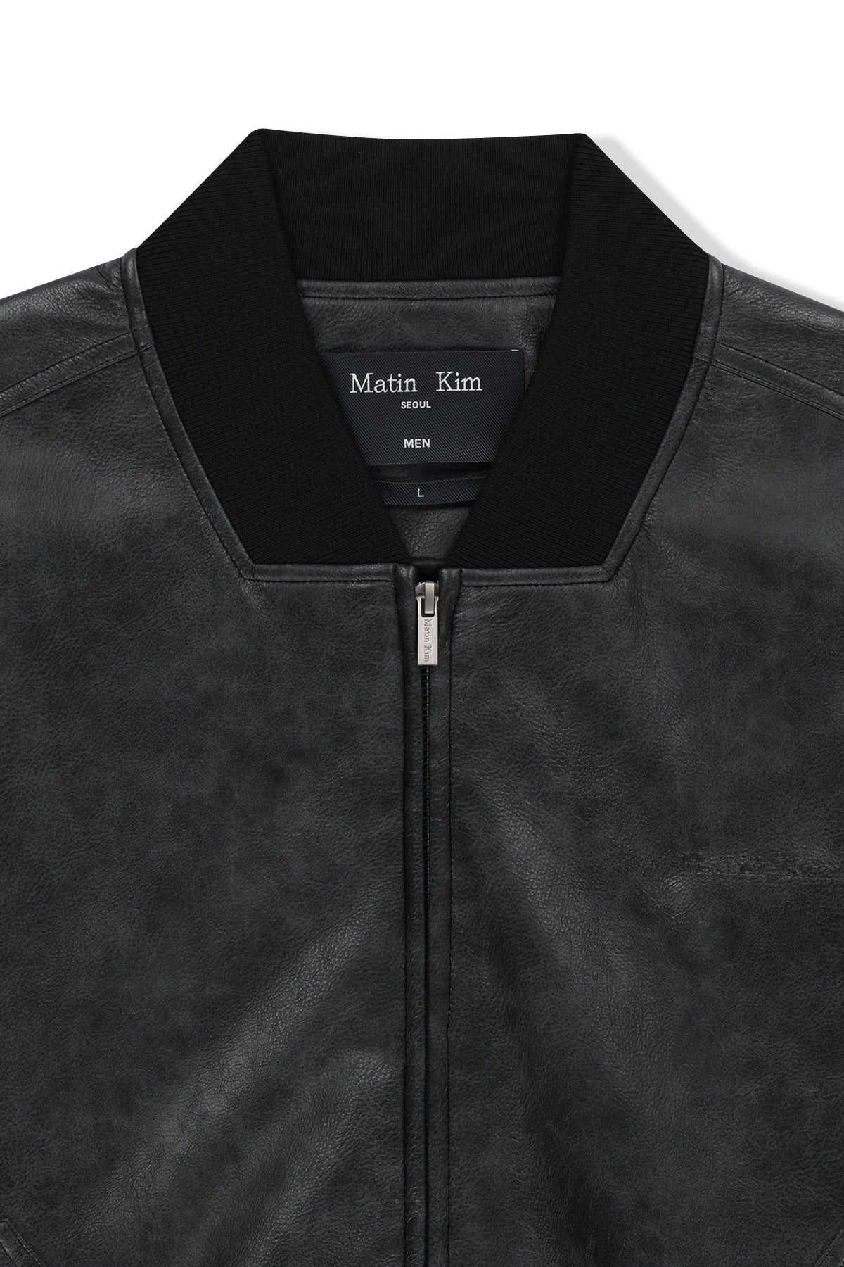 Matin Kim - Faux Leather Rib Collar Blouson (Black) product image 4 | TRAB K-Fashion Australia