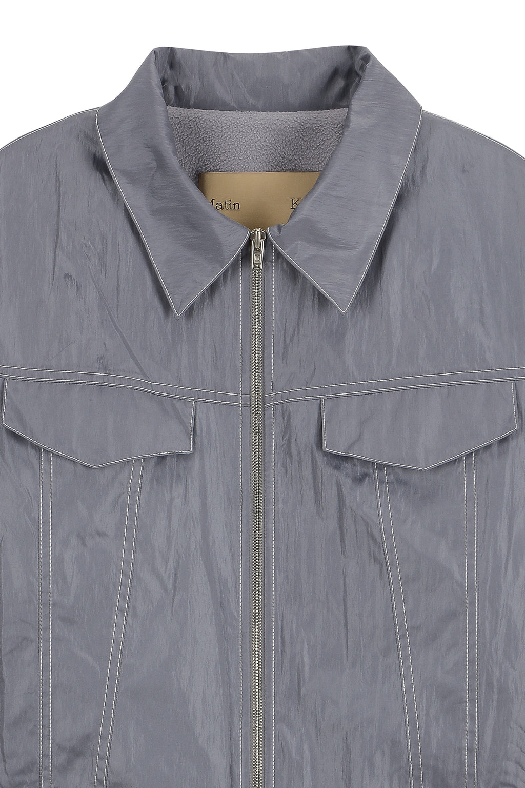 Matin Kim - Stitch Detailed Trucker Jumper (Grey) product image 3 | TRAB K-Fashion Australia