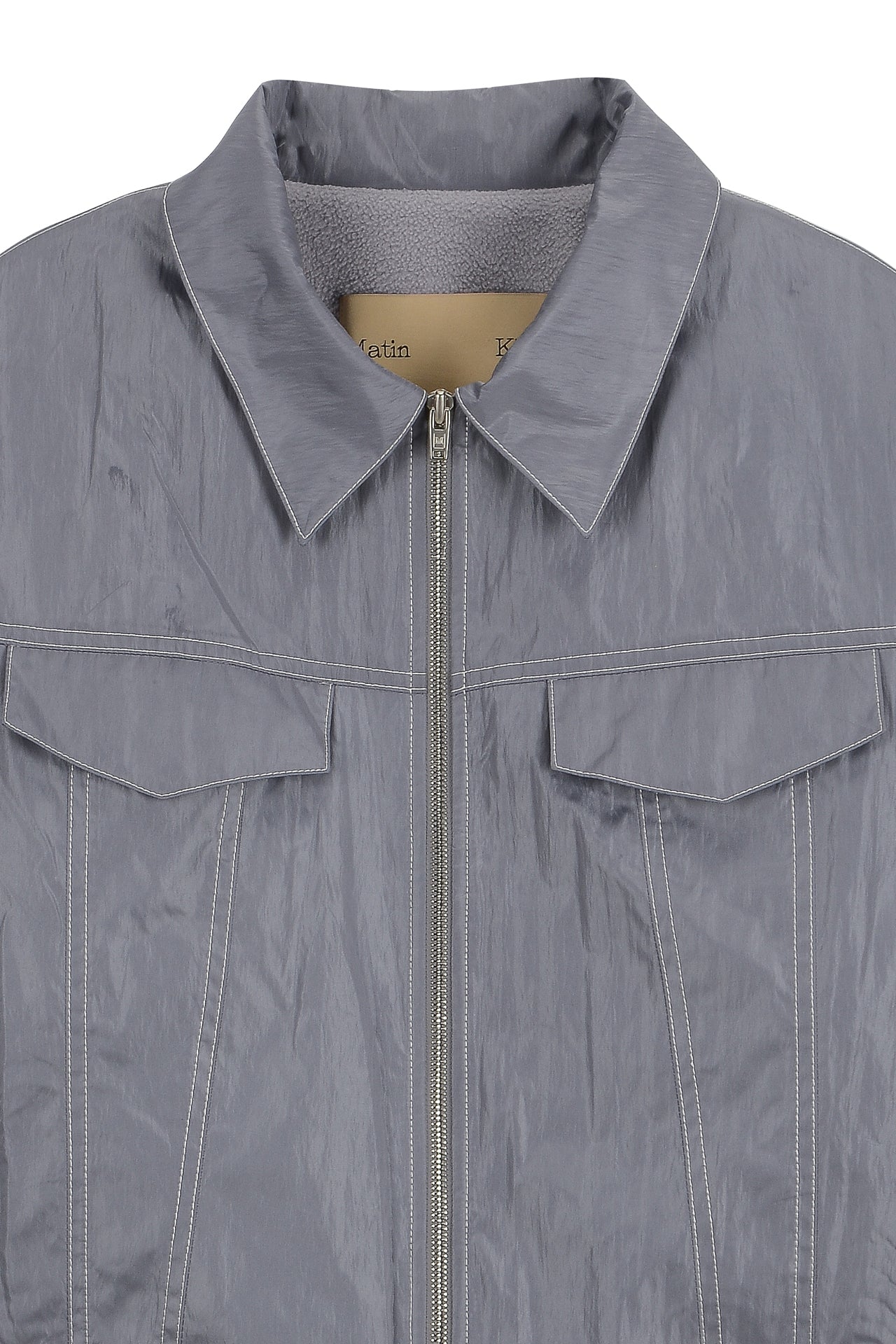 Matin Kim - Stitch Detailed Trucker Jumper (Grey) product image 3 | TRAB K-Fashion Australia