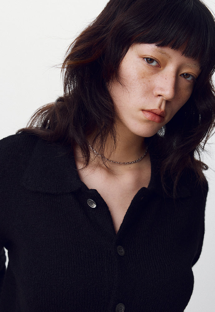 Tonywack - Baby Alpaca Mohair Collar Cardigan (Black) product image 5 | TRAB K-Fashion Australia