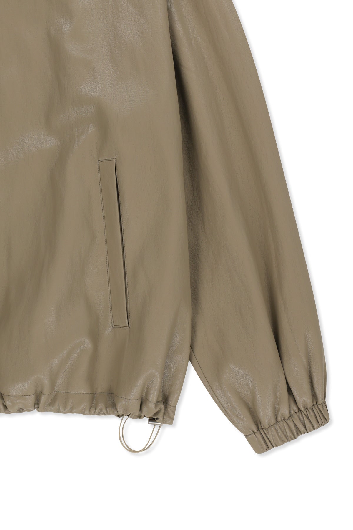 Matin Kim - Faux Leather Applique Logo Hoody Jumper (Beige) product image 4 | TRAB K-Fashion Australia