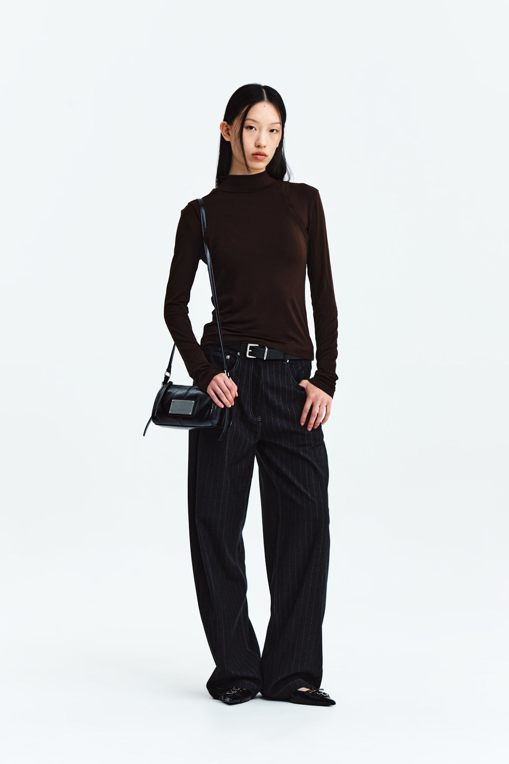 Matin Kim - Denim Like Stripe Wide Pants (Charcoal) product image 9 | TRAB K-Fashion Australia