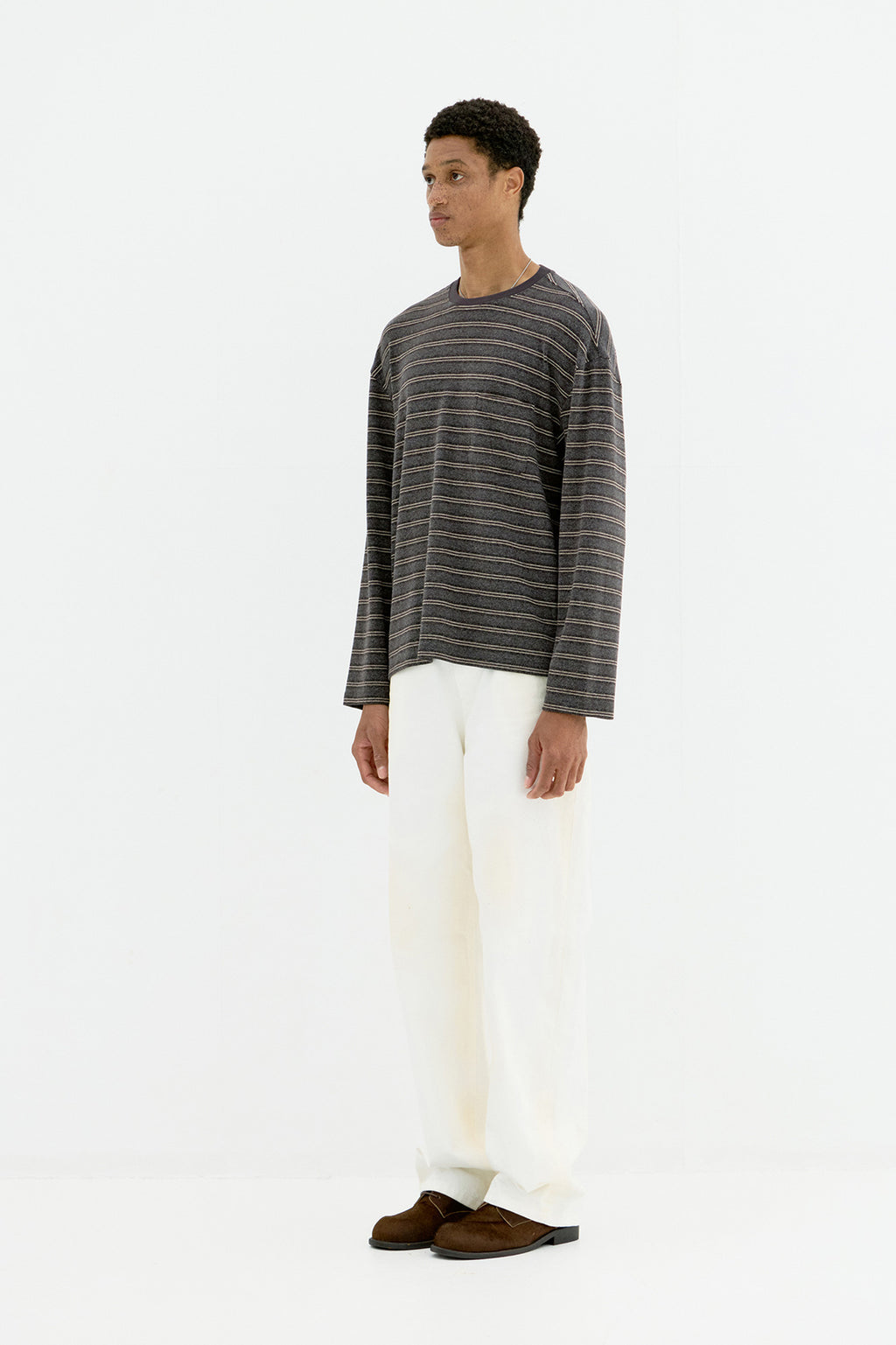 Coor - Soft Brushed Multi Pin Stripe T-Shirt (Charcoal) product image 3 | TRAB K-Fashion Australia