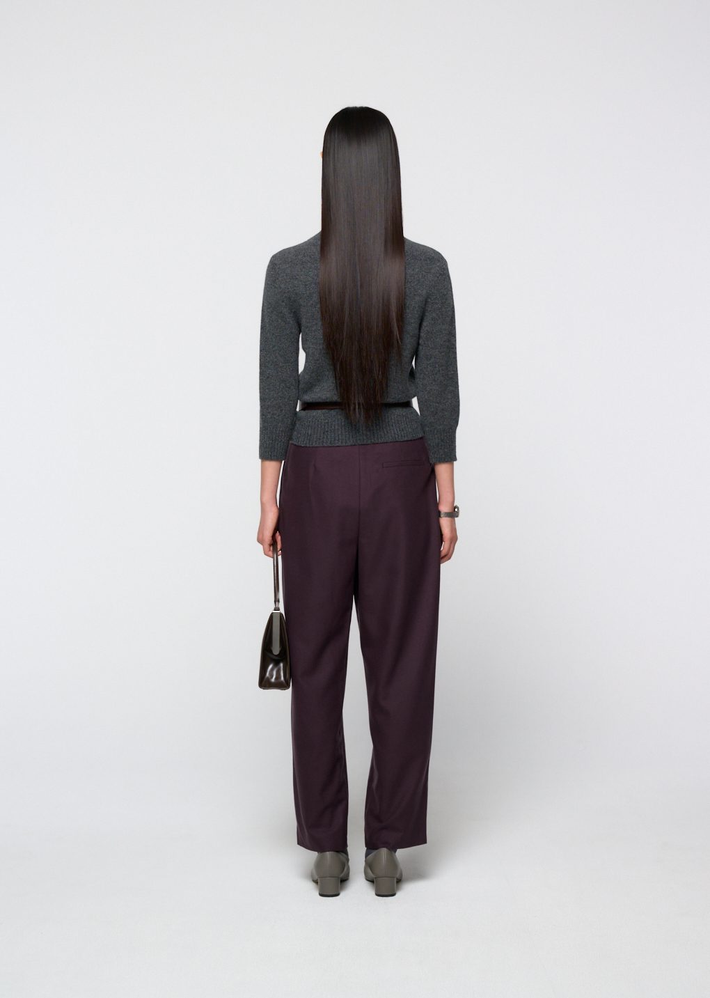 Amomento - Wool tapered pants (Burgundy) product image 4 | TRAB K-Fashion Australia