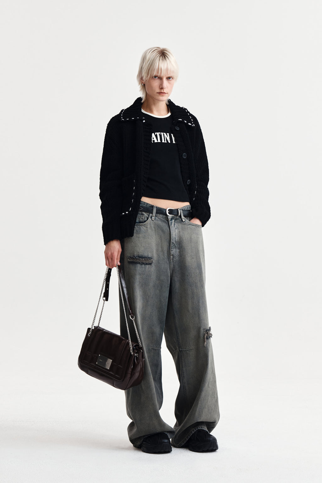 Matin Kim - Handmade Collar Knit Cardigan (Black) product image 9 | TRAB K-Fashion Australia