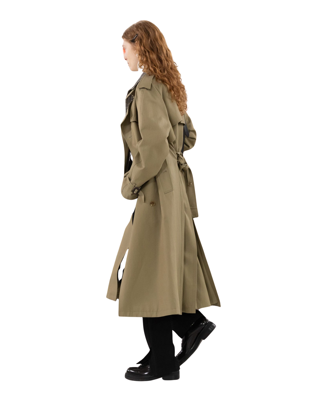 Kimhe Kim - Cotton-Rayon Belted Trench Coat (Olive Green) product image 4 | TRAB K-Fashion Australia