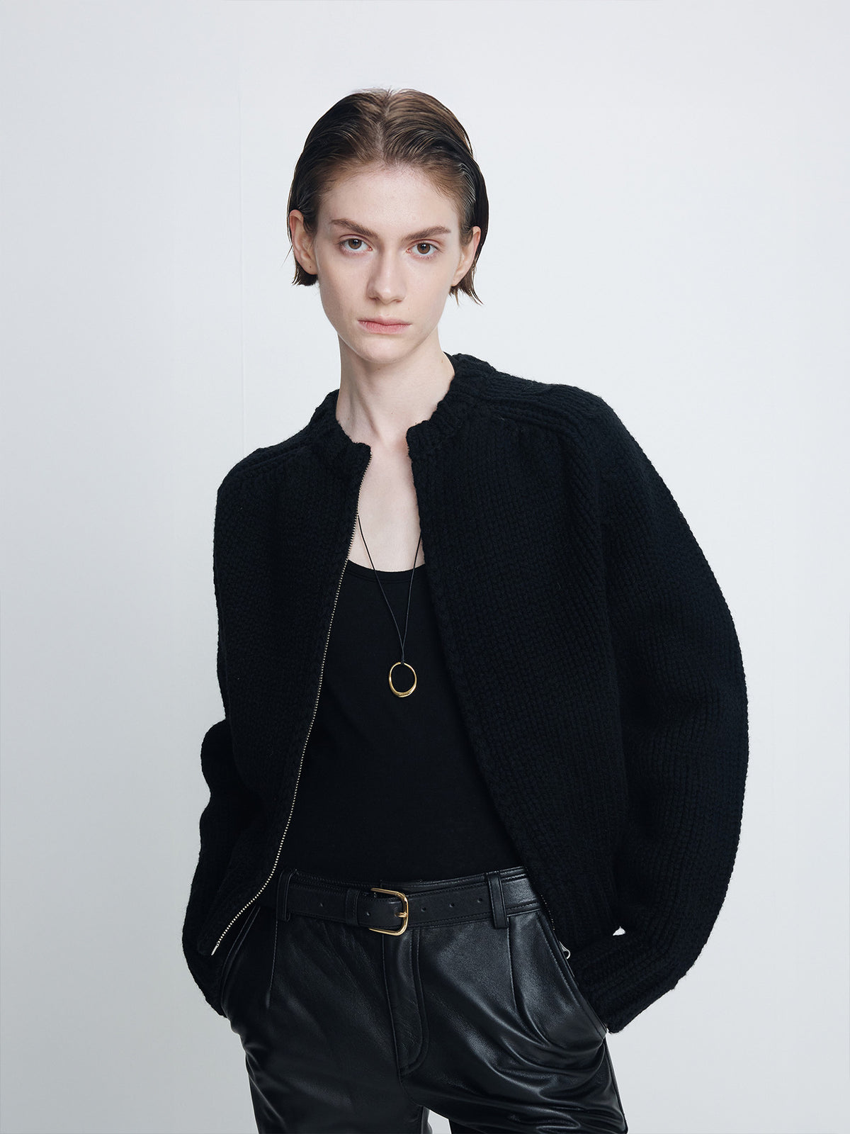 Tonywack - Shetland Wool Knitted Zip Blouson (Black) product image 1 | TRAB K-Fashion Australia