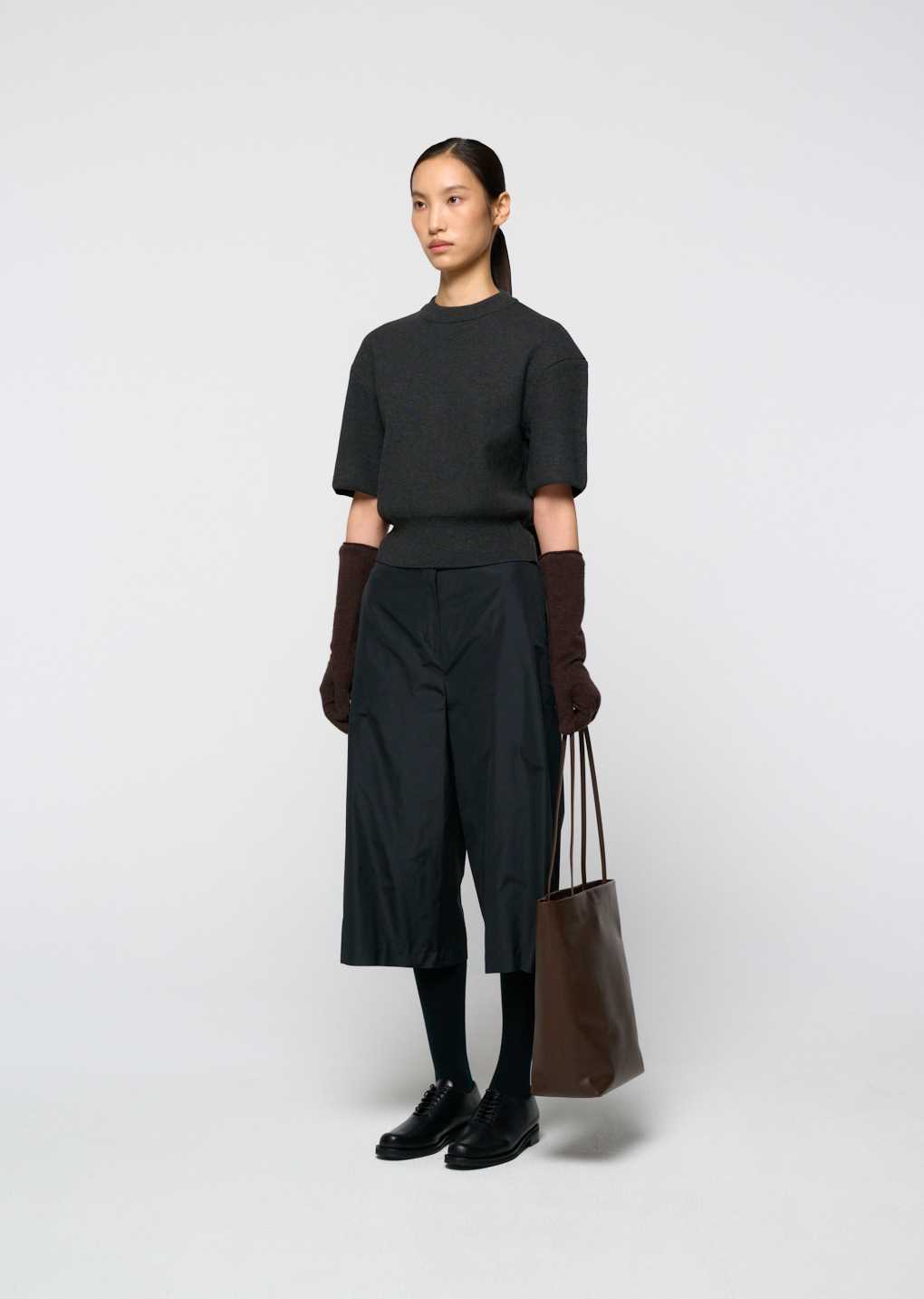 Amomento - Rounded half knit top (Charcoal) product image 3 | TRAB K-Fashion Australia