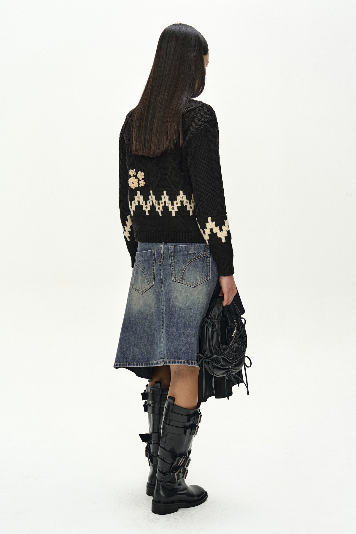 Andersson Bell - Reworked Denim Wrap Flare Skirt (Blue) product image 2 | TRAB K-Fashion Australia