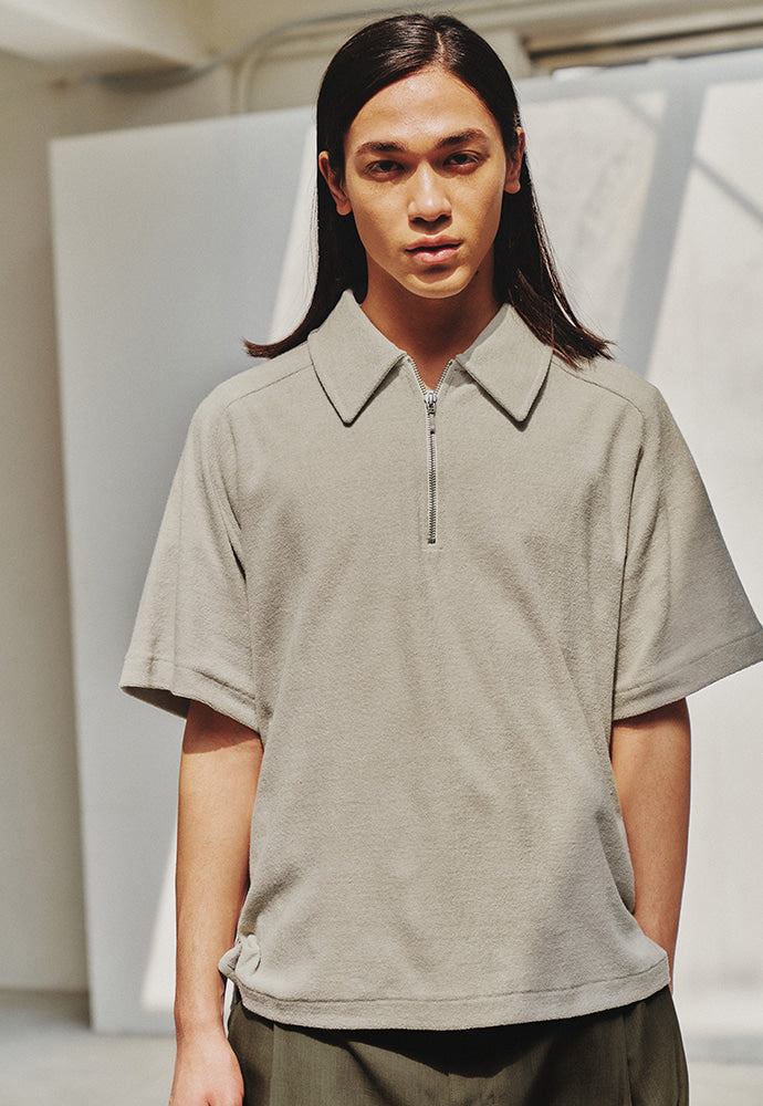 Art if acts - Terry Half Zip-up Shirt (Light Grey) product image 3 | TRAB K-Fashion Australia