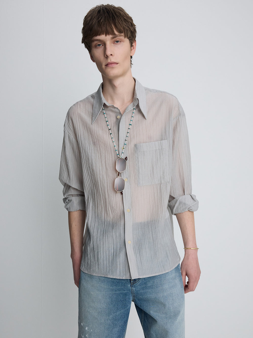 Tonywack - Lyocell Oversized Stripe Shirt (Grey) product image 4 | TRAB K-Fashion Australia