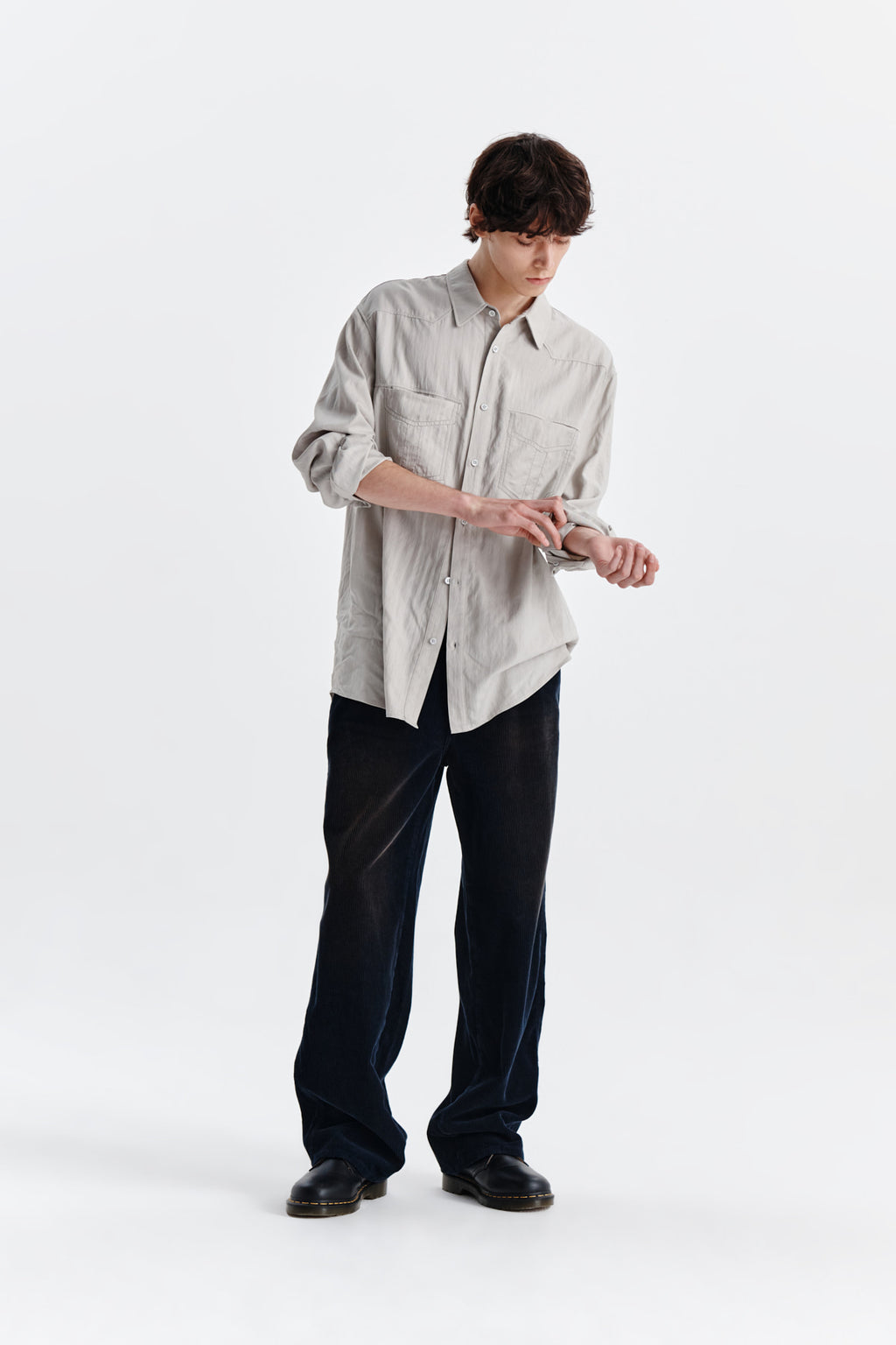 Matin Kim - Stitch Point Shirt (Light Grey) product image 10 | TRAB K-Fashion Australia