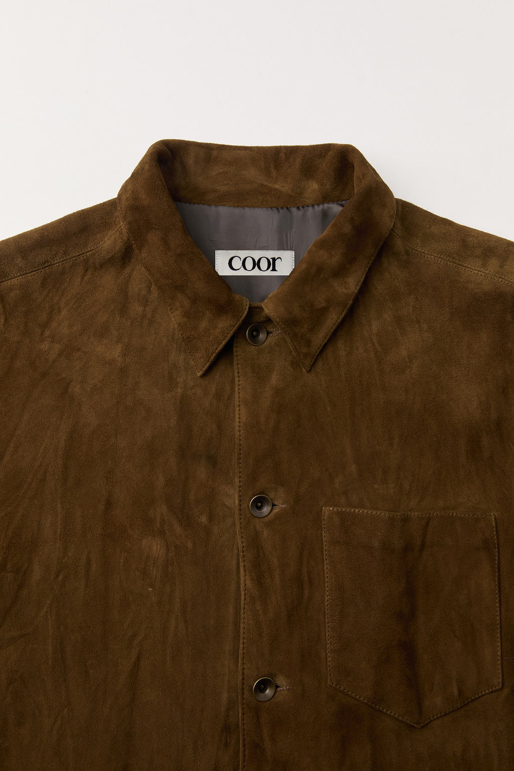 Coor - Pleated Wash Leather Shirt Jacket (Dark Brown) product image 5 | TRAB K-Fashion Australia