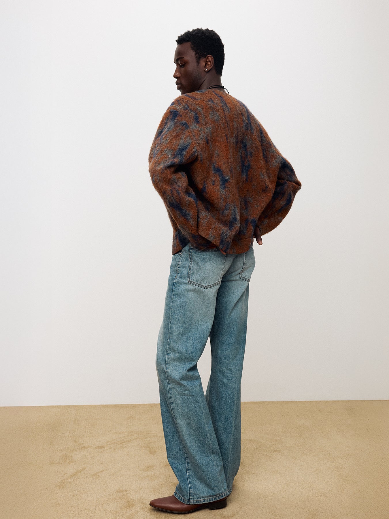 Tonywack - Mohair V-Neck Blouson Italian Fabric (Rust Orange) product image 5 | TRAB K-Fashion Australia