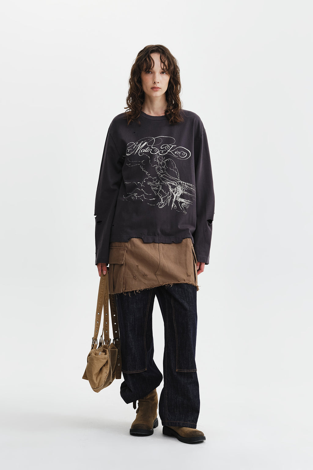 Matin Kim - Graphic Top Combo Dress (Charcoal) product image 10 | TRAB K-Fashion Australia