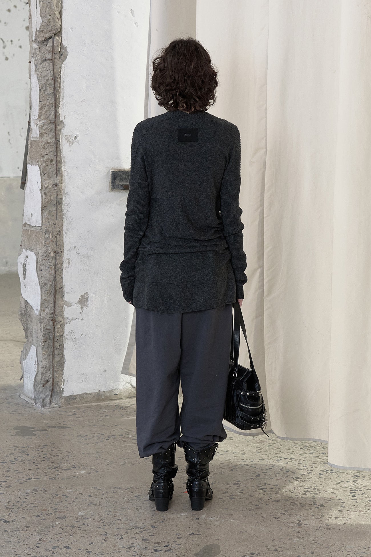 Deinet - Fluid Knit Drape Cardigan (Charcoal) product image 3 | TRAB K-Fashion Australia