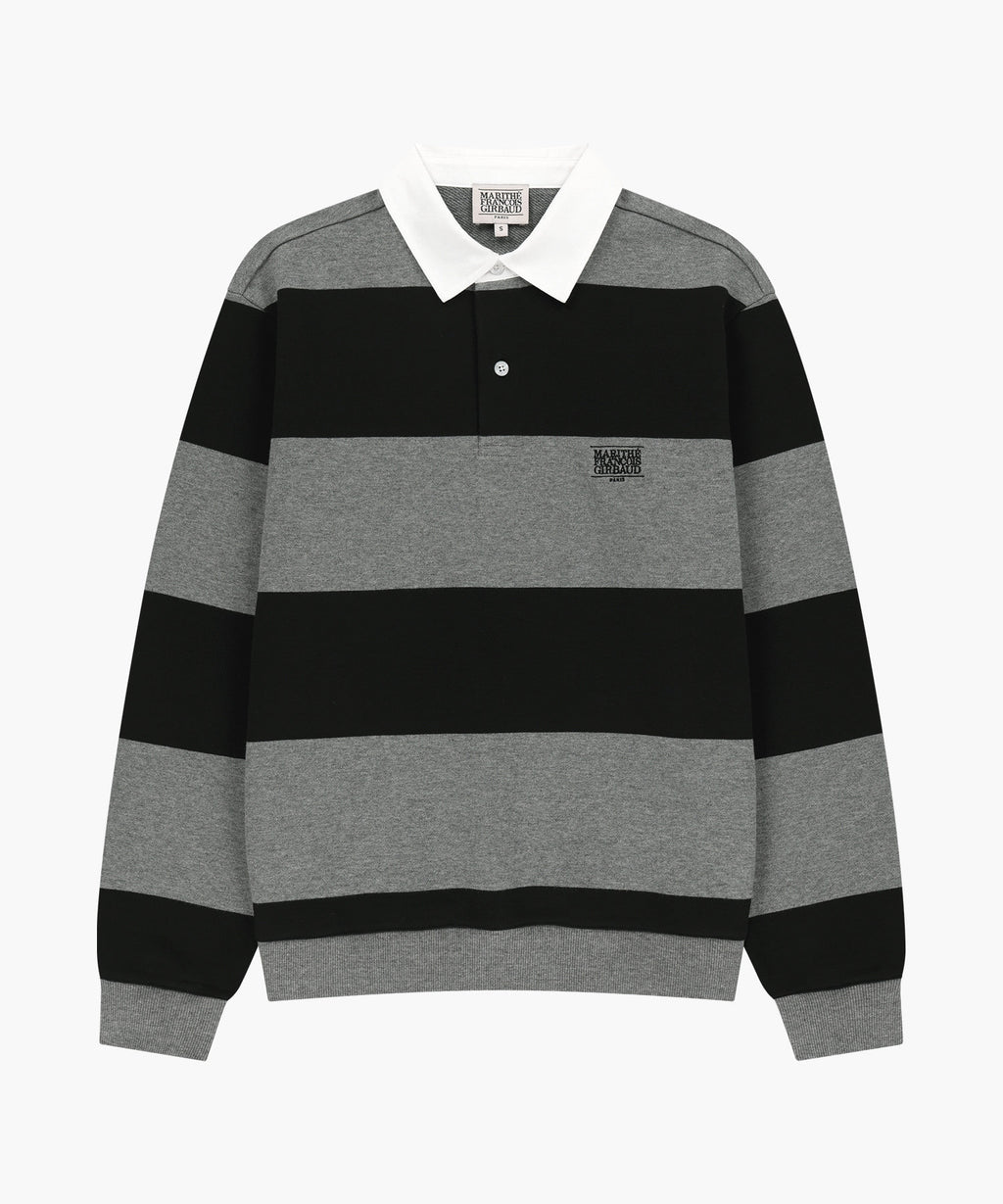 Marithe & Francois Girbaud - Small Classic Logo Rugby Stripe Sweatshirt (Black) product image 5 | TRAB K-Fashion Australia