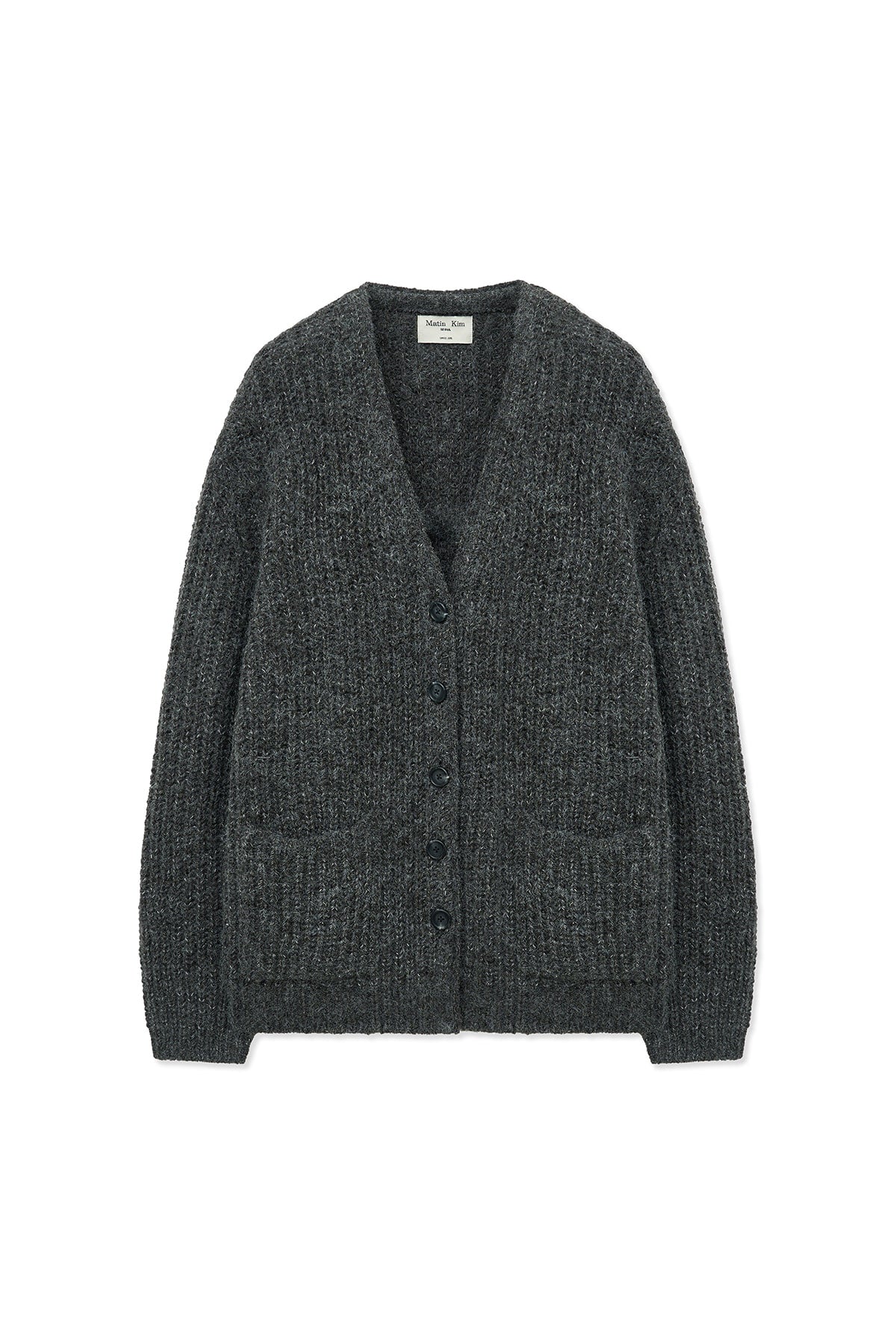 Matin Kim - Side Button Point Overfit Cardigan (Charcoal) product image 2 | TRAB K-Fashion Australia