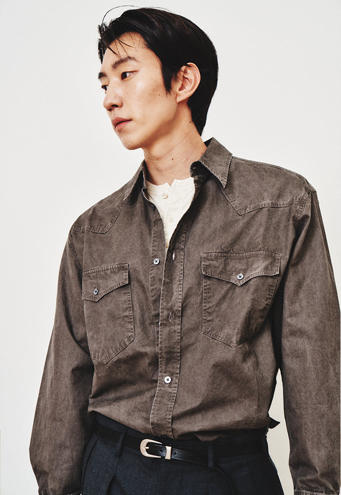 Art if acts - Washed Western Shirt (Moss Grey) product image 6 | TRAB K-Fashion Australia