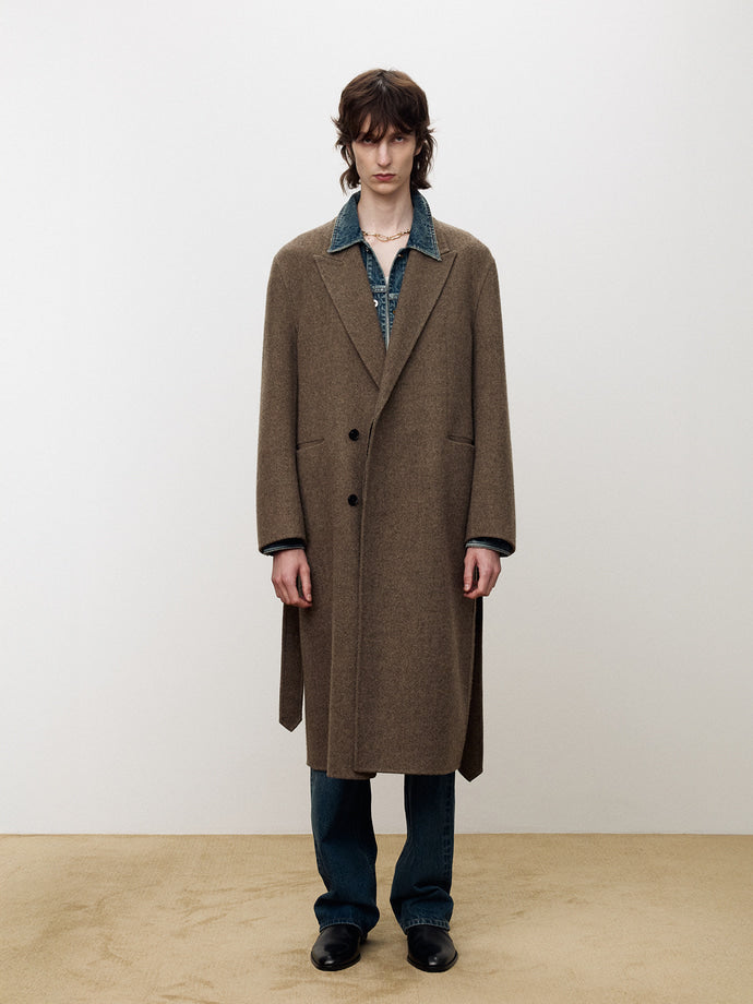 Tonywack - Hand-Made Wool And Camel Belted Coat (Melange Dark Camel) product image 10 | TRAB K-Fashion Australia