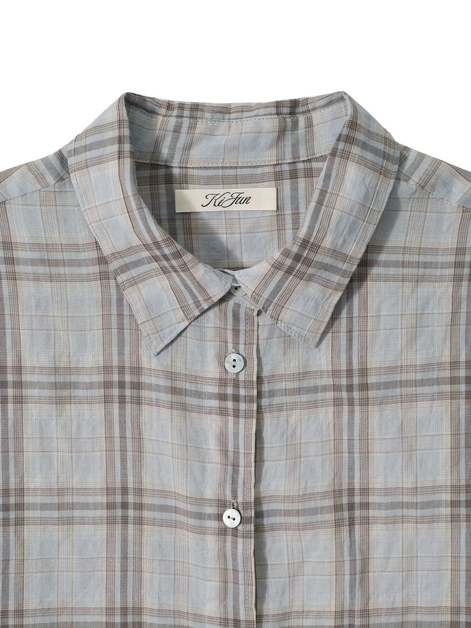 Kijun - Sheer Check Shirt (Sky Blue) product image 10 | TRAB K-Fashion Australia