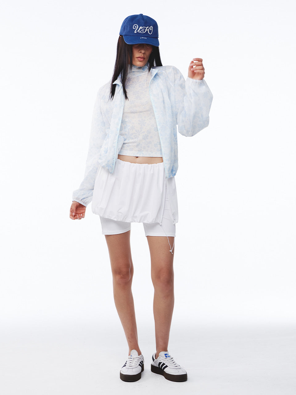 Kijun - Flower Sheer Windbreaker (Print Sky Blue) product image 5 | TRAB K-Fashion Australia