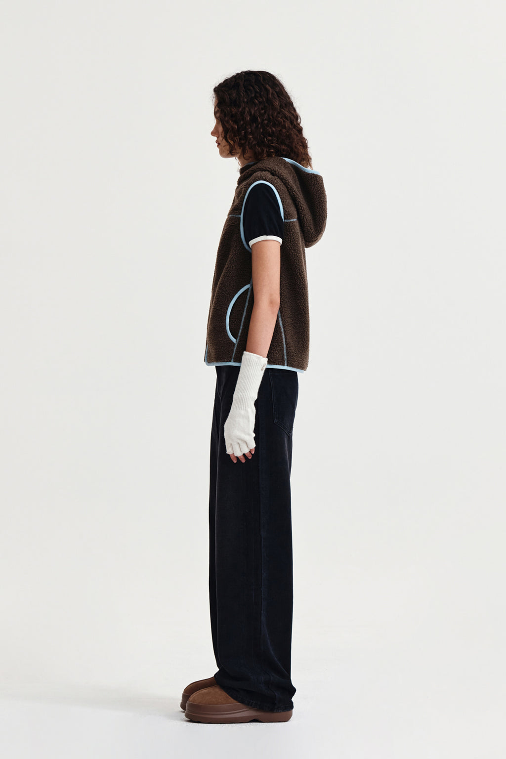 Matin Kim - Fleece Hoody Vest (Dark Brown) product image 6 | TRAB K-Fashion Australia