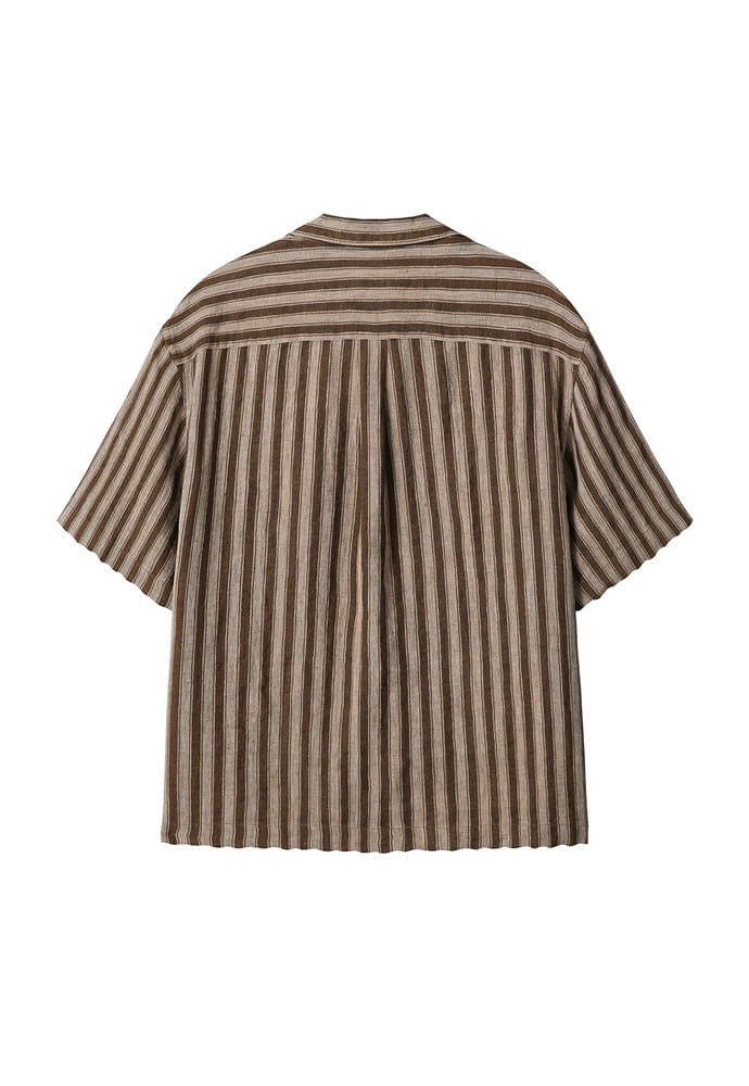 Art if acts - Linen Stripe Camp Half Shirt (Camel) product image 7 | TRAB K-Fashion Australia