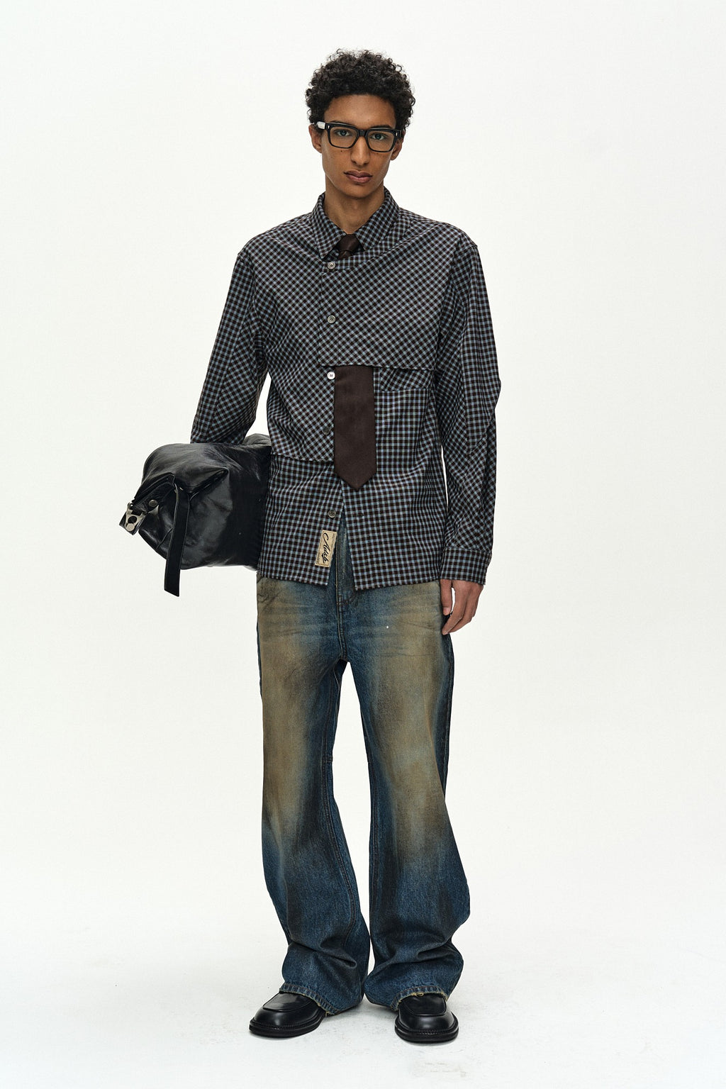 Andersson Bell - Maey Check Layered Shirt (brown/blue) (Brown/Blue) product image 1 | TRAB K-Fashion Australia