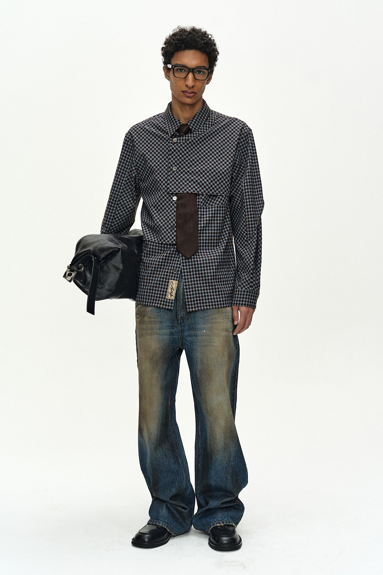 Andersson Bell - Maey Check Layered Shirt (brown/blue) (Brown/Blue) product image 1 | TRAB K-Fashion Australia