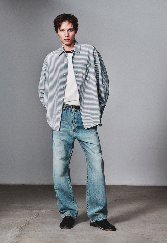 Art if acts - Wrinkle Rayon Shirt (Grey/Liberty Blue) product image 4 | TRAB K-Fashion Australia