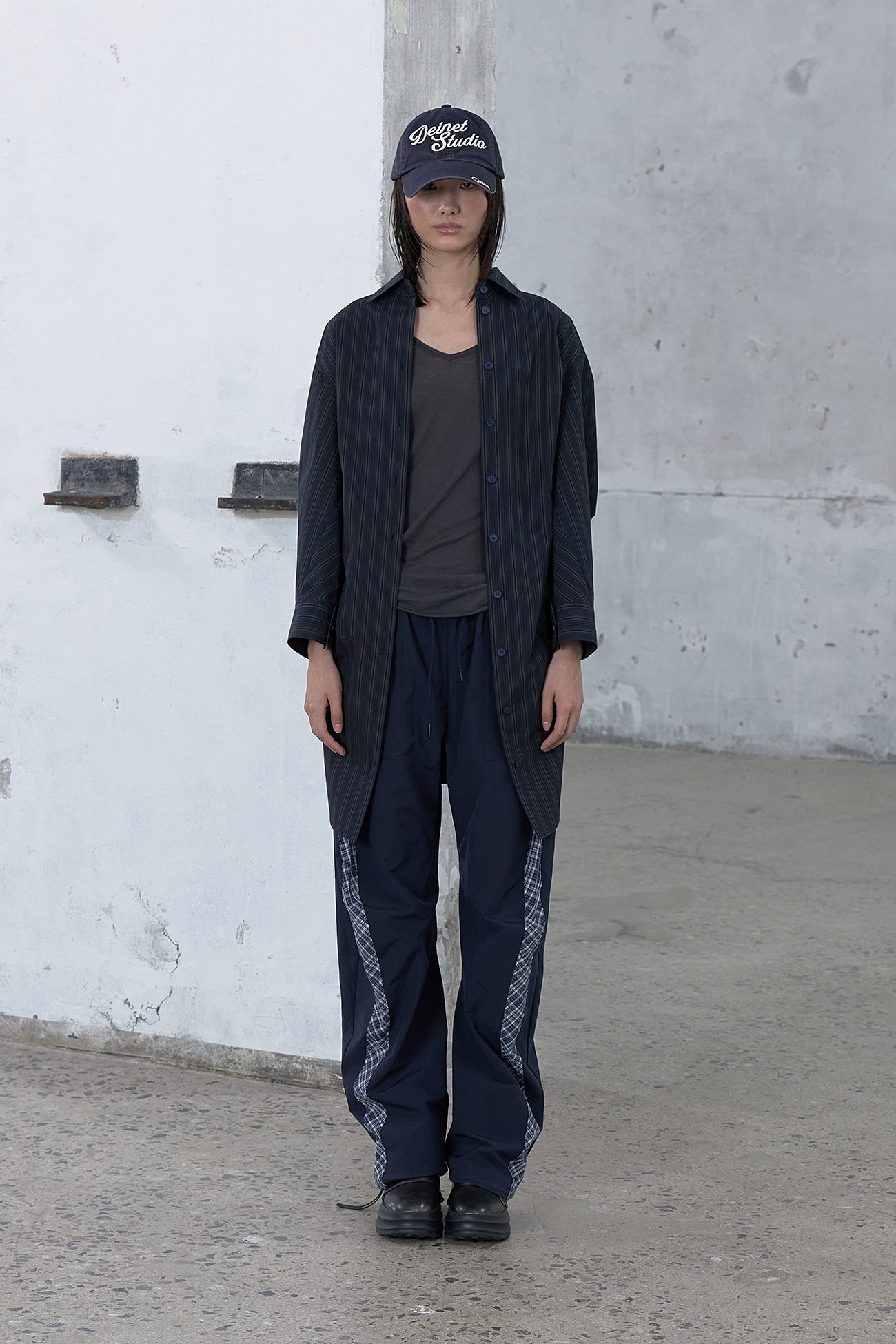 Deinet - Dual Pattern Structured Shirts (Navy) product image 1 | TRAB K-Fashion Australia