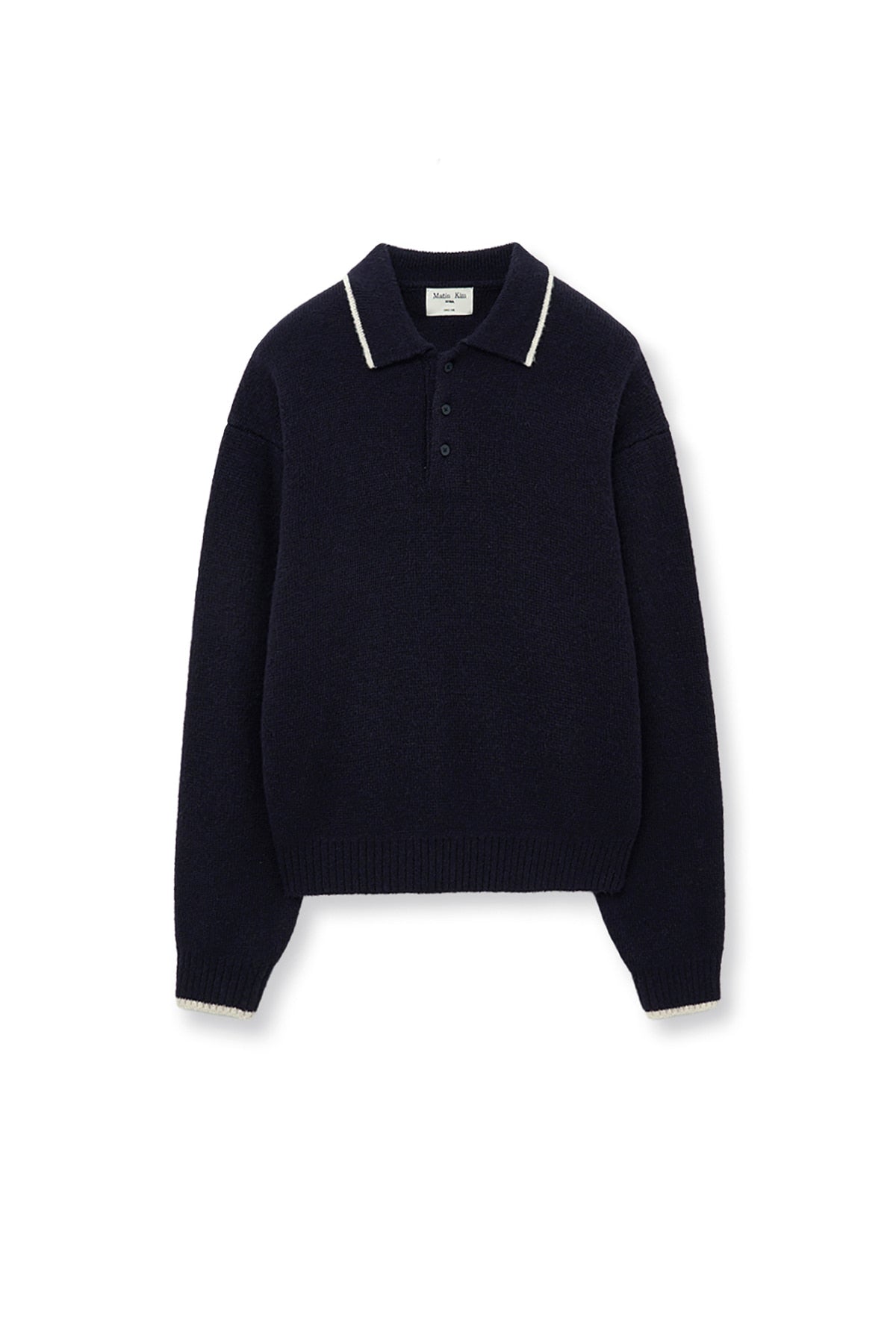 Matin Kim - Back Logo Collar Knit Top (Dark Navy) product image 2 | TRAB K-Fashion Australia