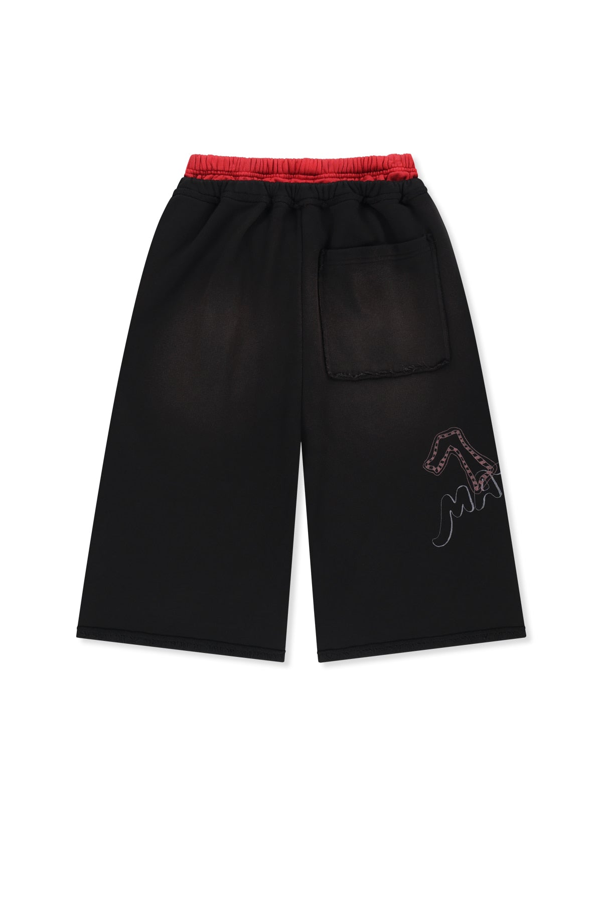 Matin Kim - Vintage Washed Color Contrast Bermuda Sweatpants (Black) product image 2 | TRAB K-Fashion Australia