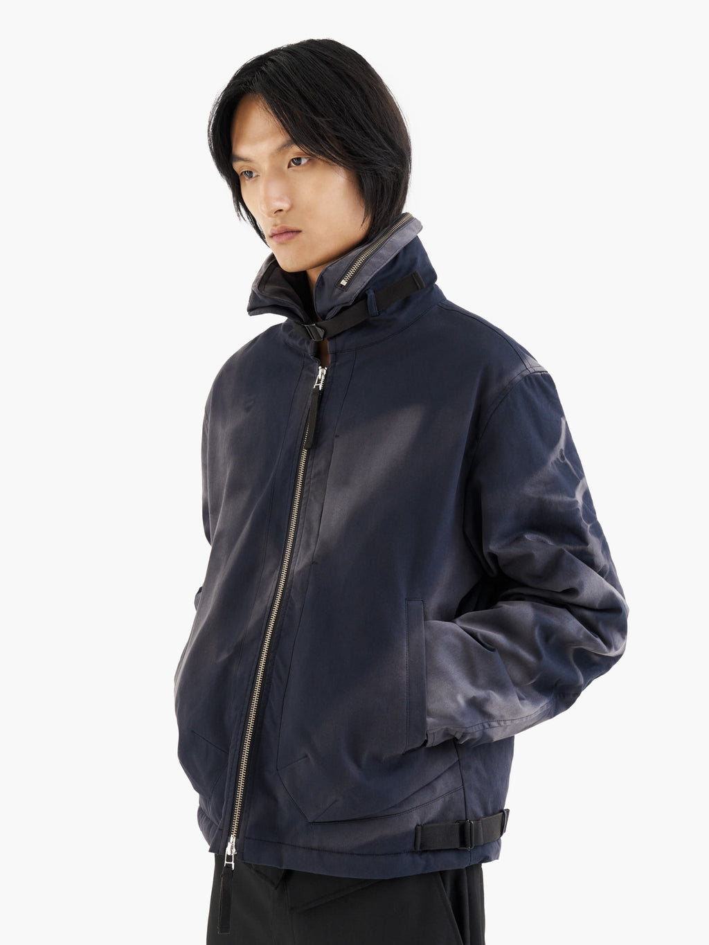 Jiyong Kim - Sun-Bleached Convertible Collar Jacket (Blue) product image 4 | TRAB K-Fashion Australia