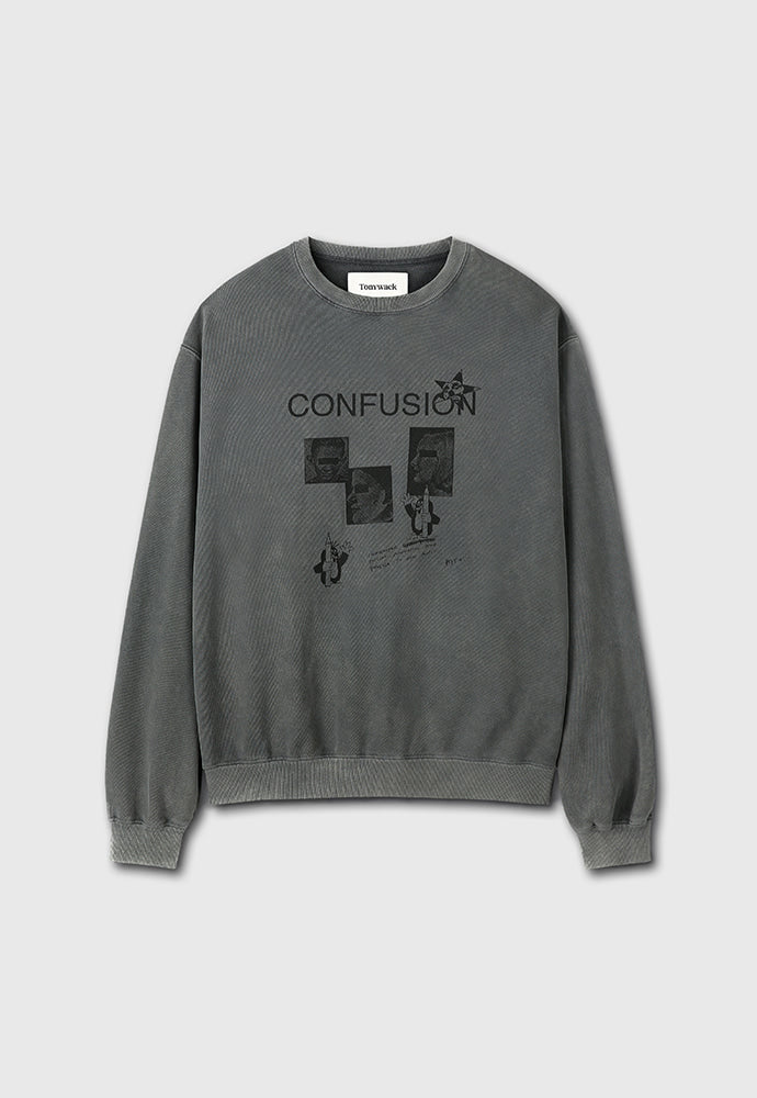 Tonywack - Confusion Mugshot Garment-Dyeing Sweatshirt (Faded Grey) product image 7 | TRAB K-Fashion Australia