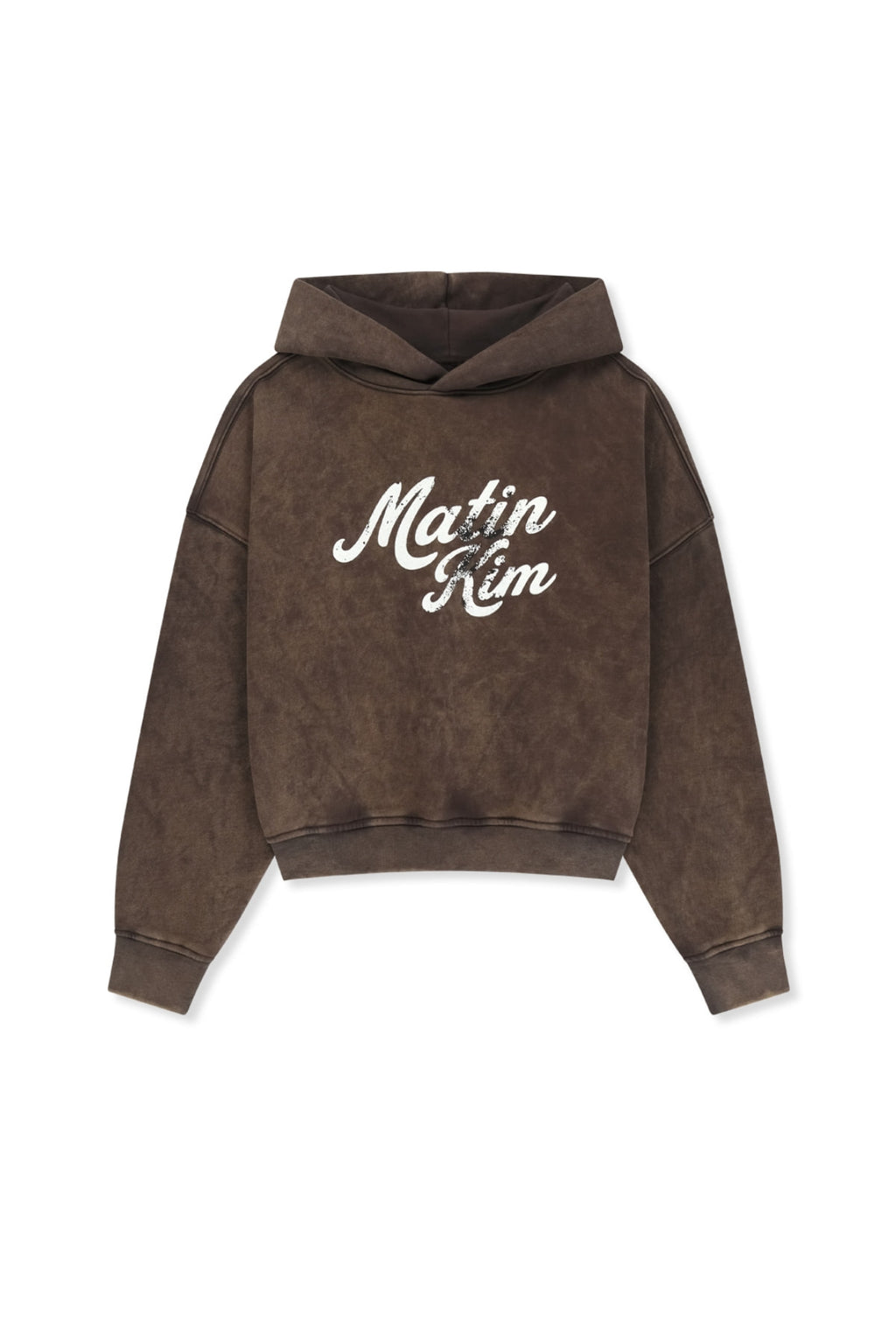 Matin Kim - Washed Calligraphy Logo Hoody Top (Brown) product image 1 | TRAB K-Fashion Australia