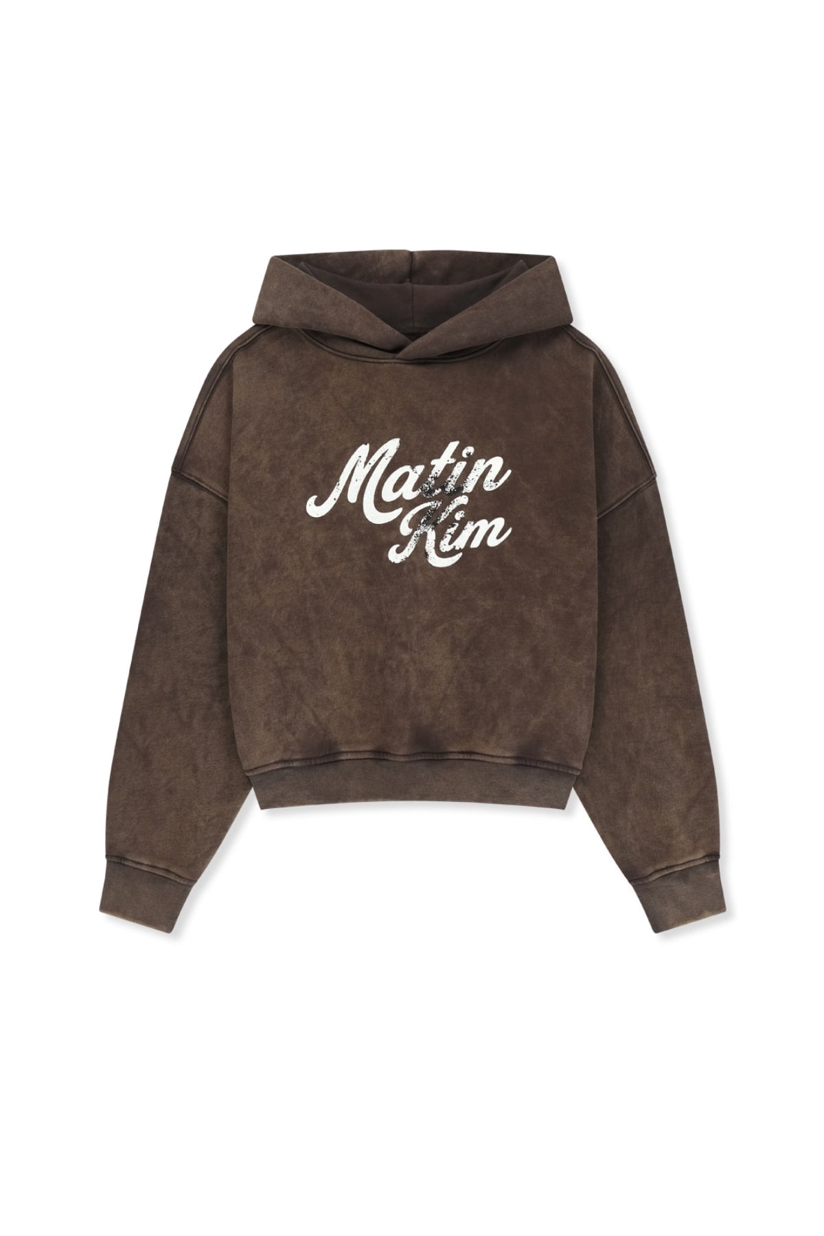 Matin Kim - Washed Calligraphy Logo Hoody Top (Brown) product image 1 | TRAB K-Fashion Australia