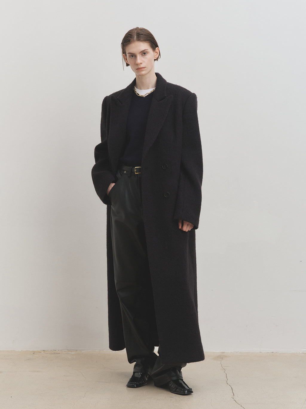 Tonywack - Soft Wool Alpaca Double-Breasted Coat (Black) product image 6 | TRAB K-Fashion Australia