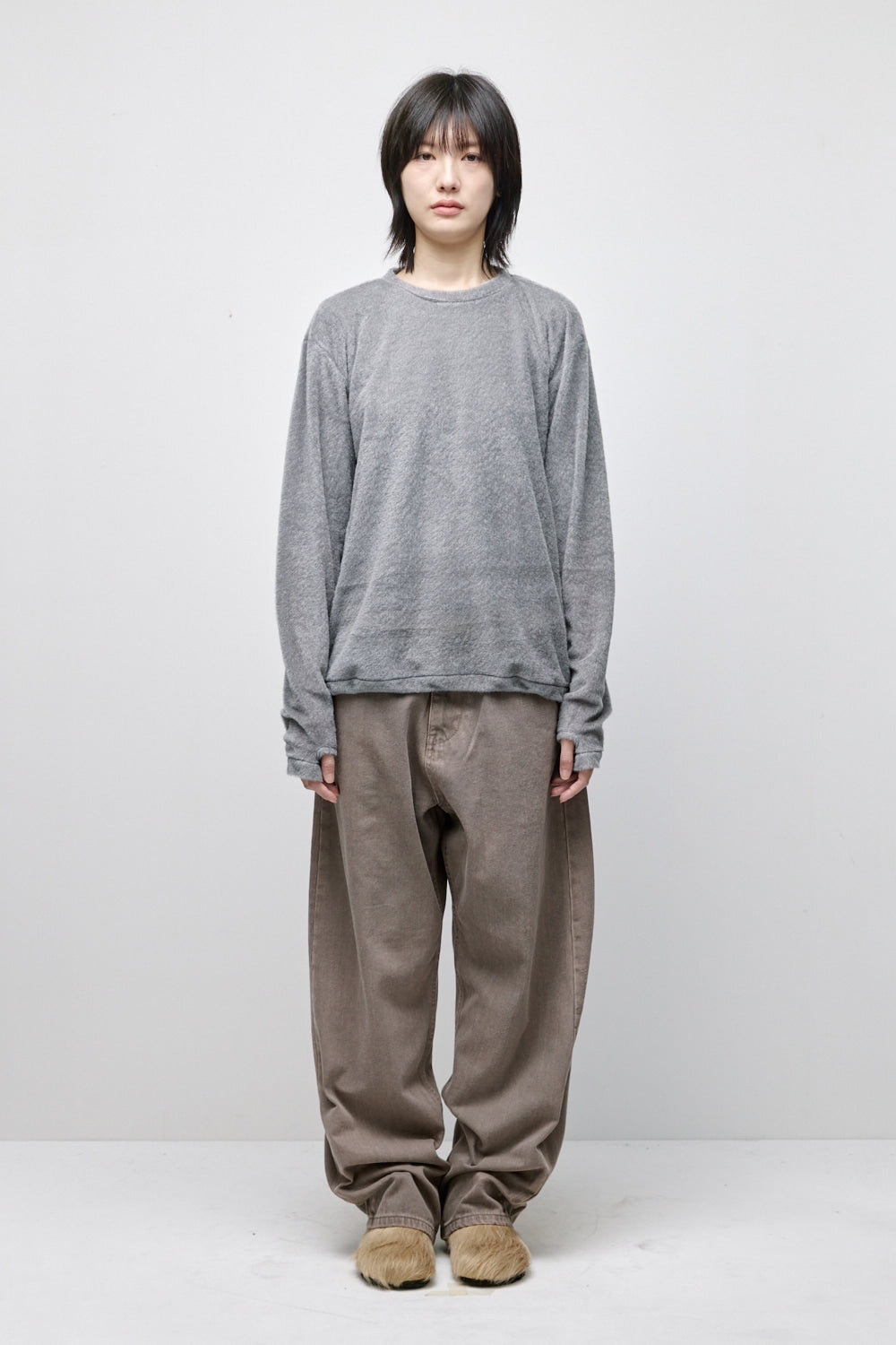 Hatchingroom - Fuzzy Mesh Tee Light (Grey) product image 7 | TRAB K-Fashion Australia