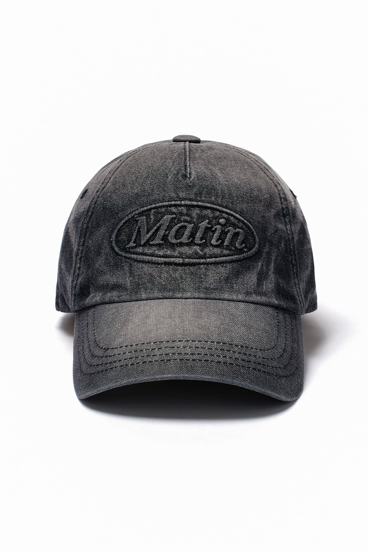 Matin Kim - Embossed Logo Denim Ball Cap (Black) product image 1 | TRAB K-Fashion Australia