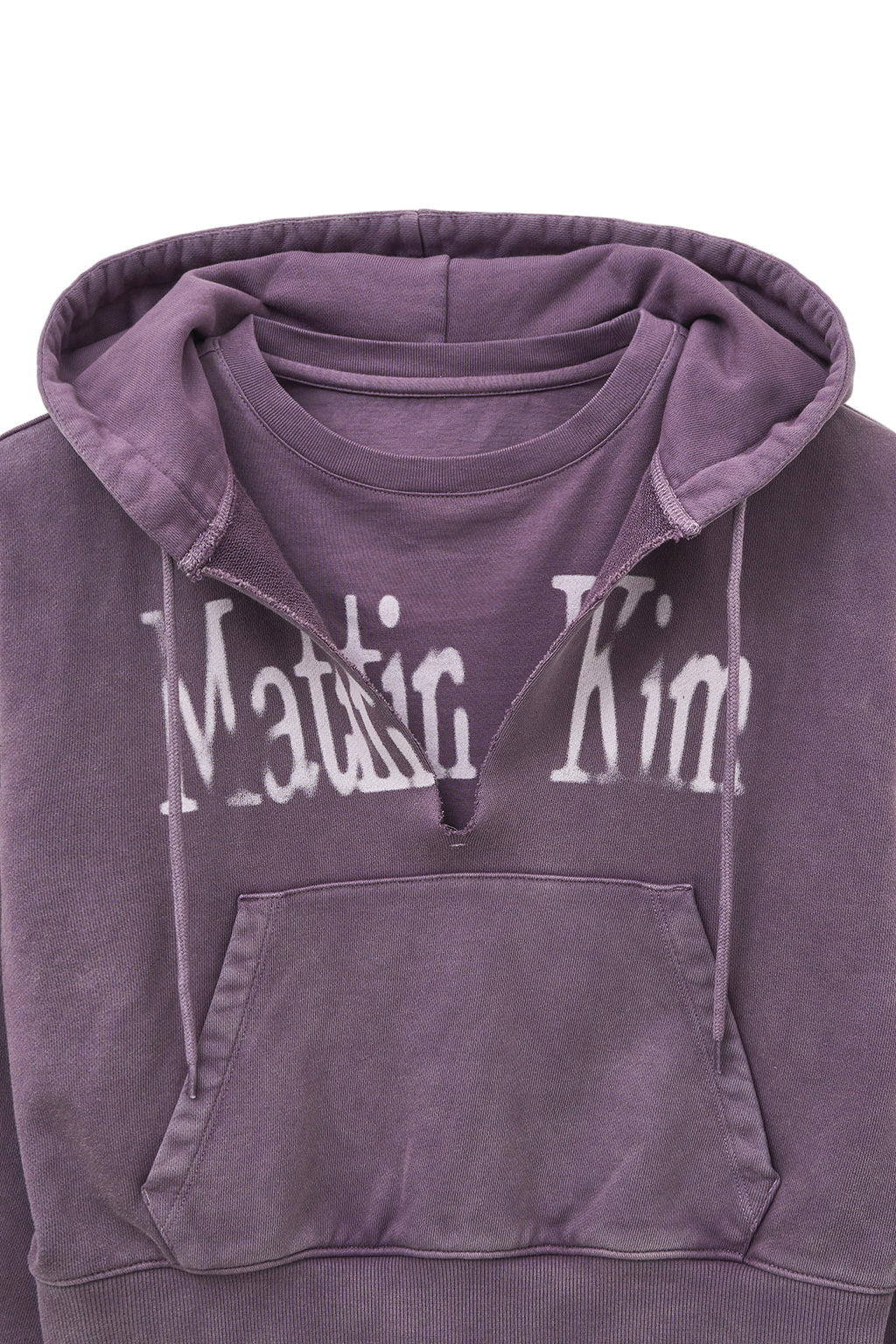 Matin Kim - Washed Layered Crop Hoody (Purple) product image 4 | TRAB K-Fashion Australia