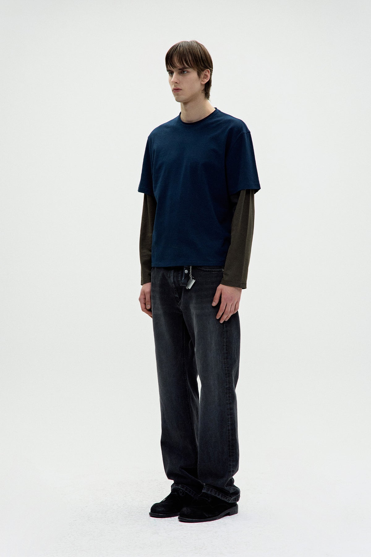 Coor - Layered Mix Cut Long Sleeve T-Shirt (Dark Navy) product image 3 | TRAB K-Fashion Australia