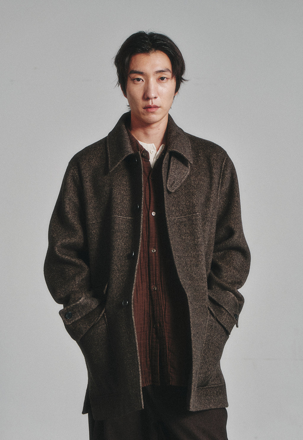 Art if acts - Handmade Car Coat (Melange Brown) product image 4 | TRAB K-Fashion Australia