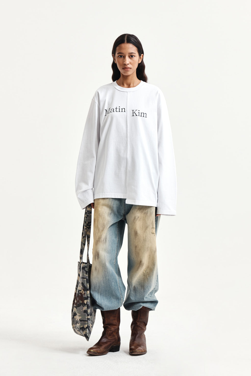 Matin Kim - Asymmetric Logo Top (White) product image 10 | TRAB K-Fashion Australia