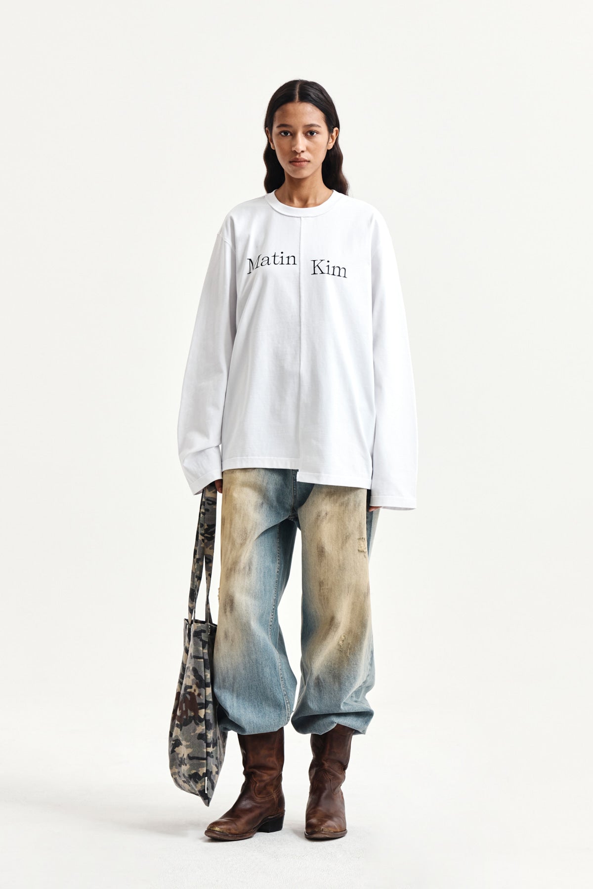 Matin Kim - Asymmetric Logo Top (White) product image 10 | TRAB K-Fashion Australia