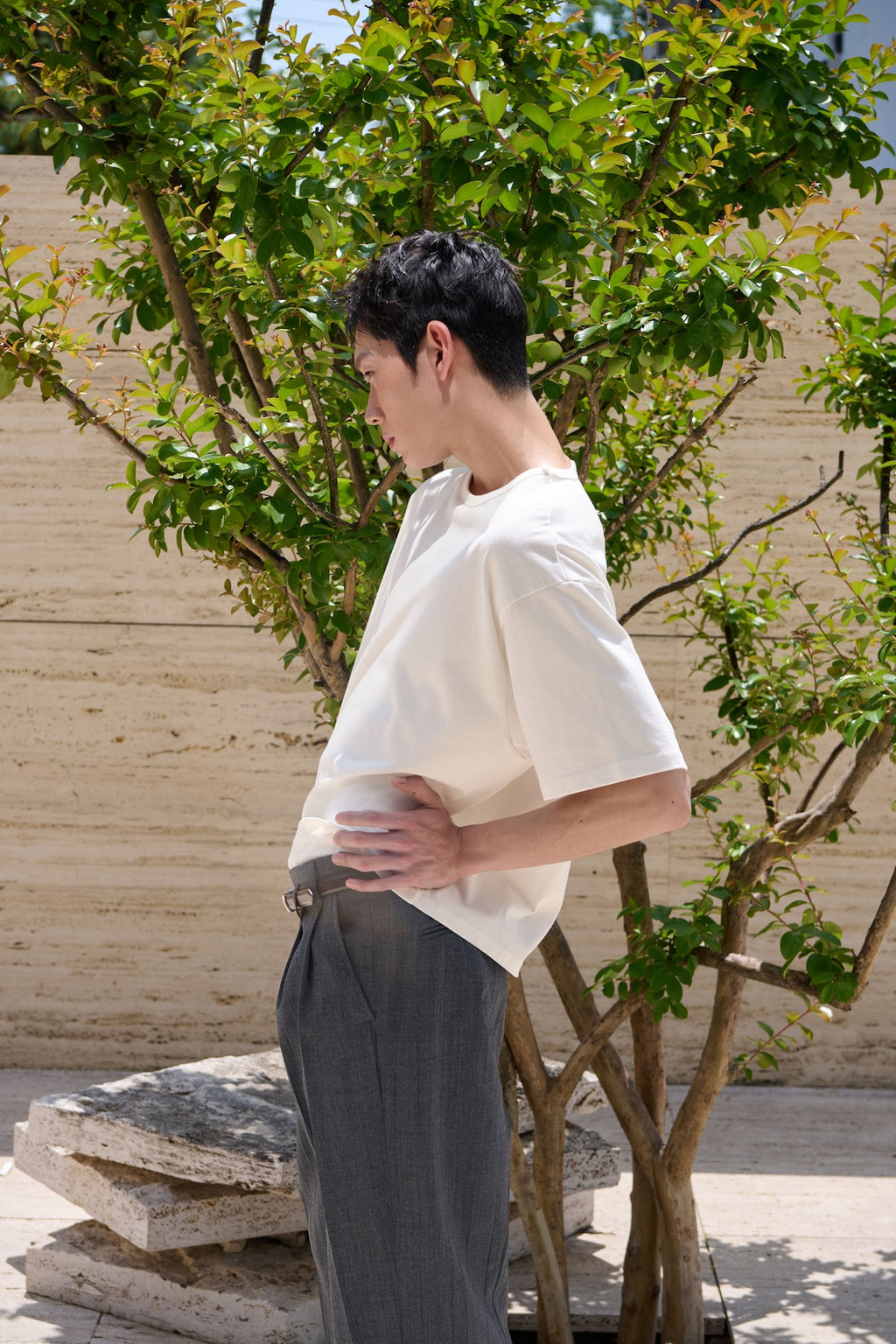 STU - Overlap Crop T-shirt (Ivory) product image 5 | TRAB K-Fashion Australia