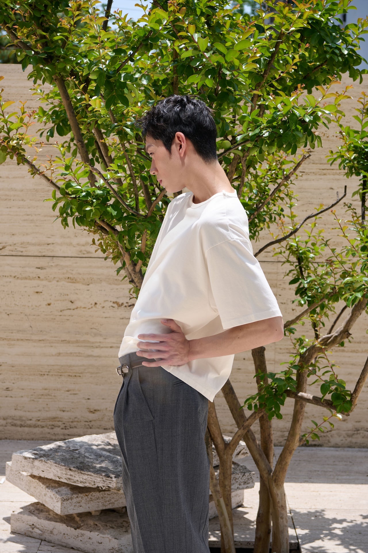 STU - Overlap Crop T-shirt (Ivory) product image 5 | TRAB K-Fashion Australia