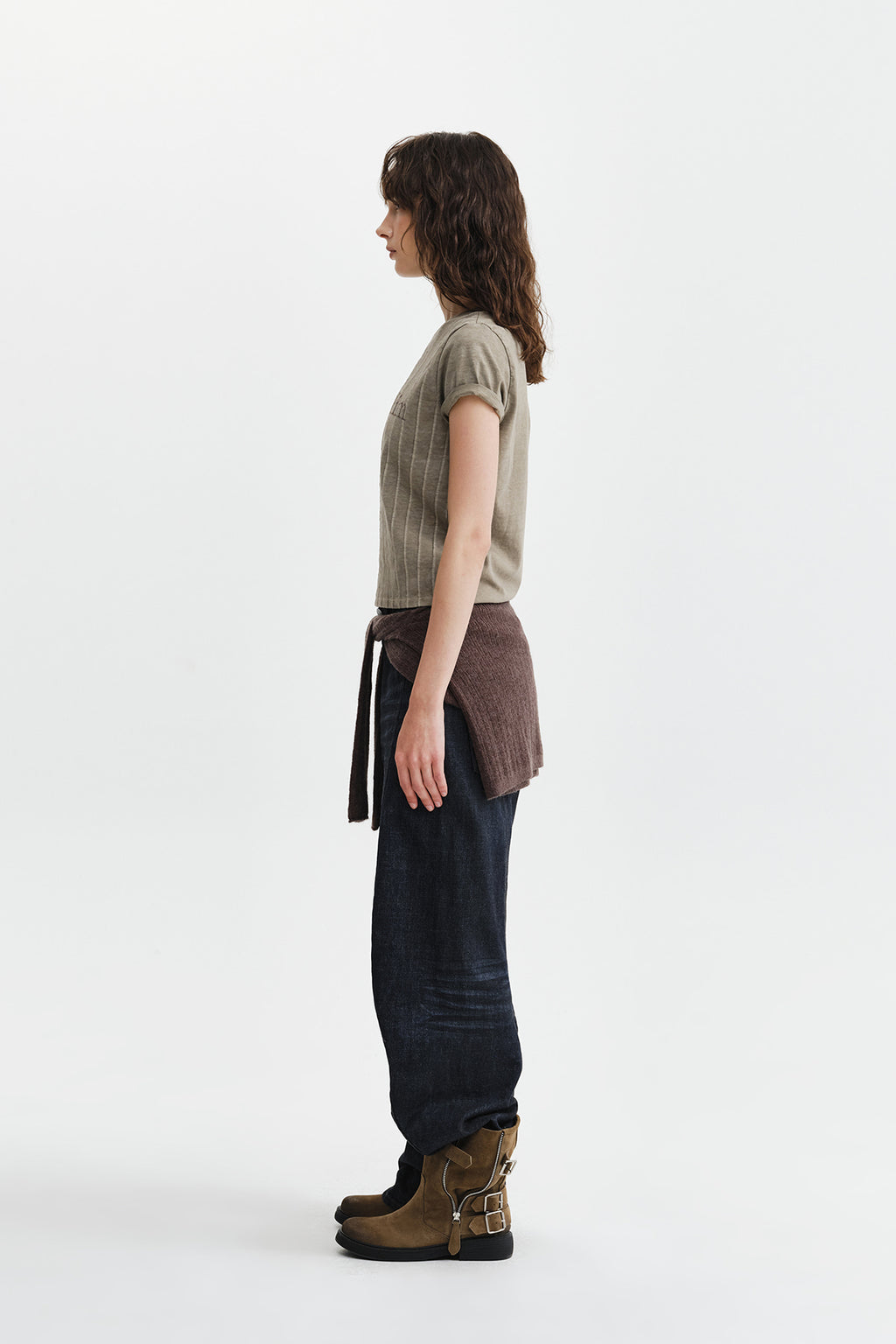 Matin Kim - Washed Logo Full Pintuck Top (Beige) product image 7 | TRAB K-Fashion Australia